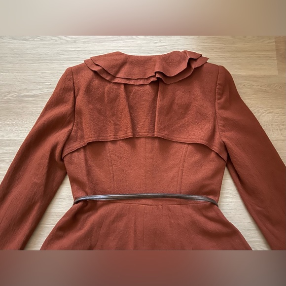 ANTHROPOLOGIE MCGINN OXIDIZED RUFFLE BELTED COAT, SIZE SMALL, NWOT - Picture 10 of 12